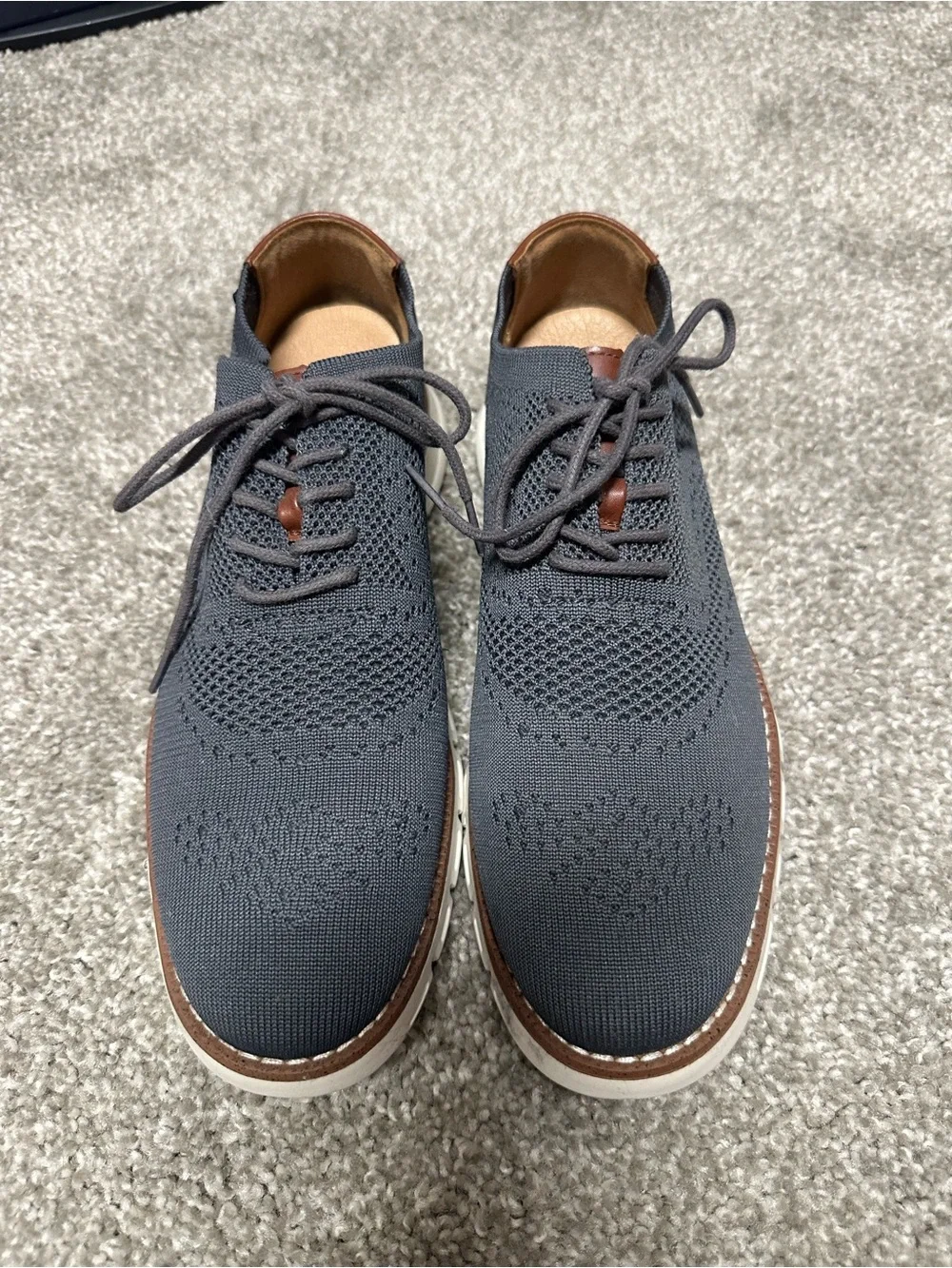 Nautica Charcoal Knit Lace-Up Oxfords with Brown Trim